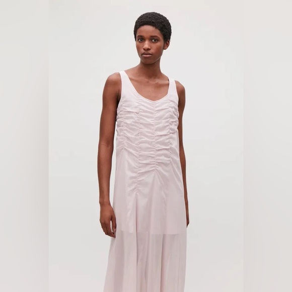 COS | Maxi Ruffle Lavender Gathered Sleeveless Dress Size 6 Brand New - Picture 3 of 16